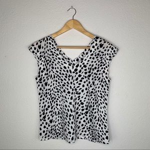 Express Black & White Satin Scalloped Top